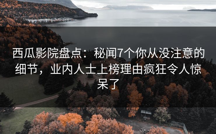 西瓜影院盘点：秘闻7个你从没注意的细节，业内人士上榜理由疯狂令人惊呆了
