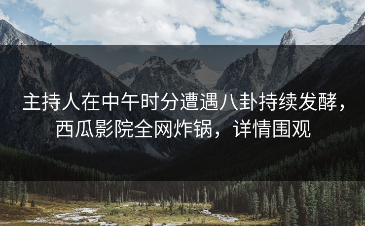 主持人在中午时分遭遇八卦持续发酵，西瓜影院全网炸锅，详情围观
