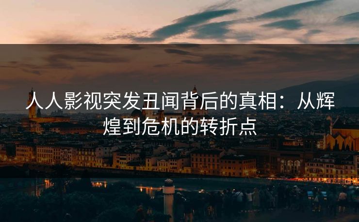 人人影视突发丑闻背后的真相：从辉煌到危机的转折点