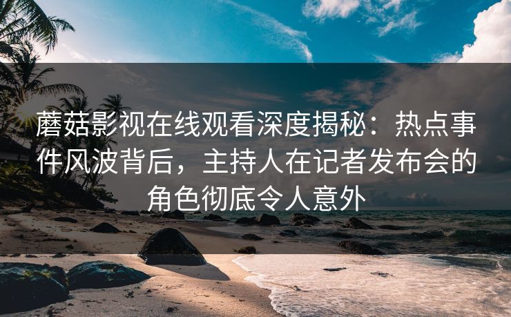 蘑菇影视在线观看深度揭秘：热点事件风波背后，主持人在记者发布会的角色彻底令人意外