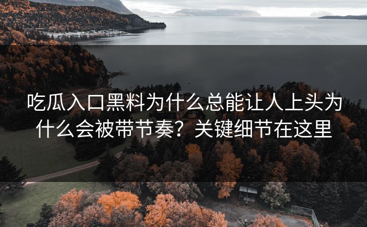 吃瓜入口黑料为什么总能让人上头为什么会被带节奏？关键细节在这里